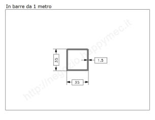 Tubo quadro grezzo 35x1,5 in barre da 1 metro in ferro
