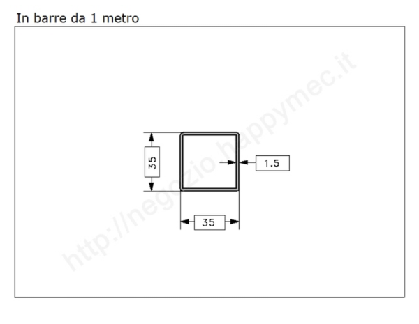 Tubo quadro grezzo 35x1,5 in barre da 1 metro in ferro