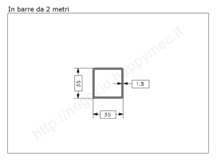 Tubo quadro grezzo 35x1,5 in barre da 2 metri in ferro