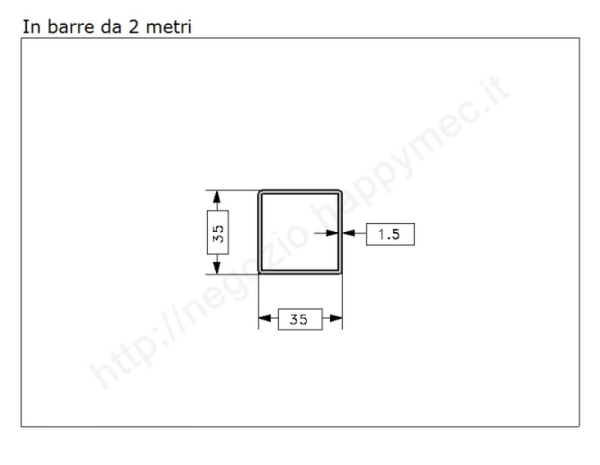 Tubo quadro grezzo 35x1,5 in barre da 2 metri in ferro