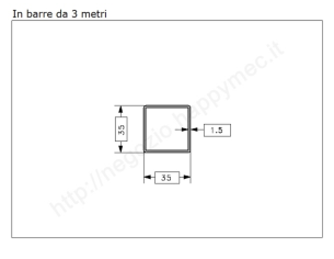 Tubo quadro grezzo 35x1,5 in barre da 3 metri in ferro
