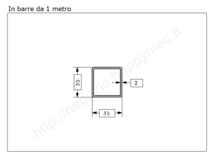 Tubo quadro grezzo 35x2 in barre da 1 metro in ferro