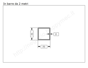 Tubo quadro grezzo 35x2 in barre da 2 metri in ferro