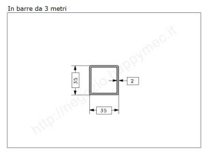 Tubo quadro grezzo 35x2 in barre da 3 metri in ferro