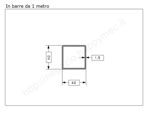 Tubo quadro grezzo 40x1,5 in barre da 1 metro in ferro
