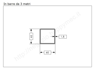 Tubo quadro grezzo 40x1,5 in barre da 3 metri in ferro
