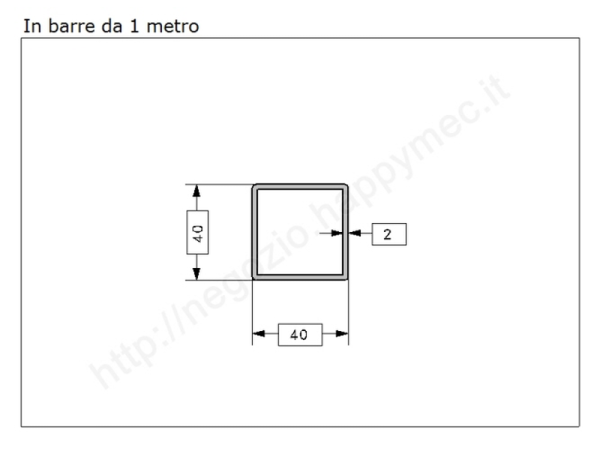 Tubo quadro grezzo 40x2 in barre da 1 metro in ferro