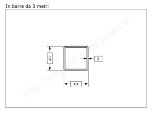 Tubo quadro grezzo 40x2 in barre da 3 metri in ferro