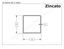 Tubo quadro zincato 70x2 in barre da 2 metri in ferro