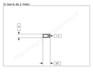 Tubo rettangolare grezzo 20x10x1,5 in barre da 2 metri in ferro