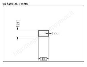 Tubo rettangolare grezzo 30x20x1,5 in barre da 2 metri in ferro