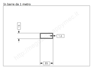 Tubo rettangolare grezzo 35x15x1,5 in barre da 1 metro in ferro