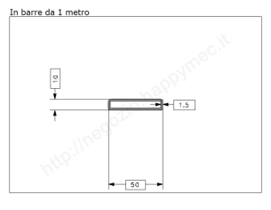 Tubo rettangolare grezzo 50x10x1,5 in barre da 1 metro in ferro