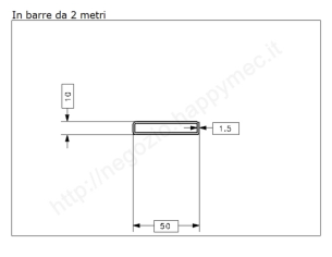 Tubo rettangolare grezzo 50x10x1,5 in barre da 2 metri in ferro