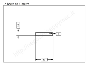 Tubo rettangolare grezzo 50x10x2 in barre da 1 metro in ferro