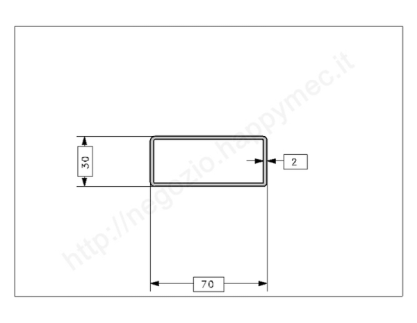 Tubo rettangolare grezzo 70x30x2 in barre da 3 metri in ferro