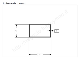 Tubo rettangolare grezzo 70x40x2 in barre da 1 metro in ferro
