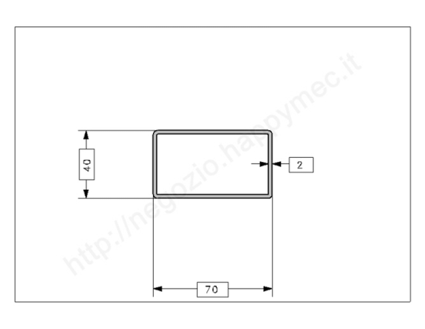 Tubo rettangolare grezzo 70x40x2 in barre da 3 metri in ferro