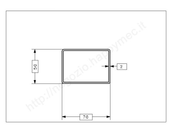 Tubo rettangolare grezzo 70x50x2 in barre da 3 metri in ferro
