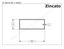 Tubo rettangolare zincato 100x40x2 in barre da 1 metro* in ferro