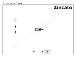 Tubo rettangolare zincato 20x10x1,5 in barre da 2 metri in ferro