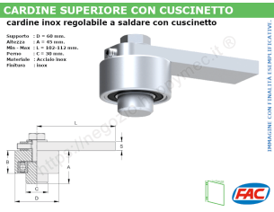 Cardine superiore inox d.60 con cuscinetto - accessori fac