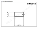 Tubo rettangolare zincato 60x30x2 in barre da 1 metro* in ferro