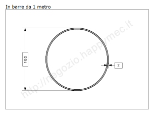 Tubo tondo diam.102x2mm.(3"1/) grezzo in barre da 1 metro in