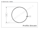 Tubo tondo diam.102x2mm.(3"1/) zincato in barre da 1 metro in