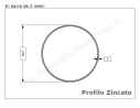 Tubo tondo diam.102x2mm.(3"1/) zincato in barre da 2 metri in