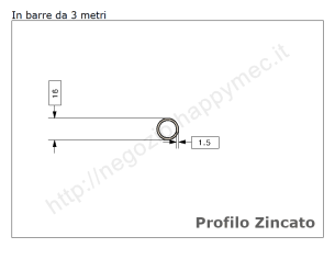 Tubo tondo diam.16x1,5mm.zincato in barre da 3 metri in ferro
