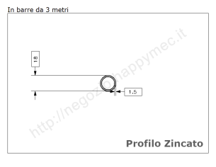 Tubo tondo diam.18x1,5mm.zincato in barre da 3 metri in ferro