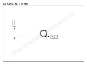 Tubo tondo diam.20x2mm.grezzo in barre da 2 metri in ferro