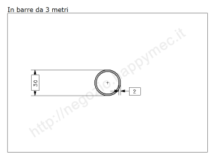 Tubo tondo diam.30x2mm.grezzo in barre da 3 metri in ferro