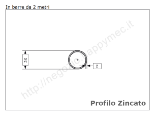 Tubo tondo diam.30x2mm.zincato in barre da 2 metri in ferro