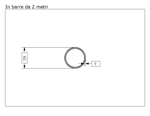 Tubo tondo diam.35x2mm.grezzo in barre da 2 metri in ferro
