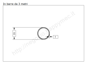 Tubo tondo diam.35x2mm.grezzo in barre da 3 metri in ferro