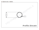 Tubo tondo diam.35x2mm.zincato in barre da 1 metro in ferro