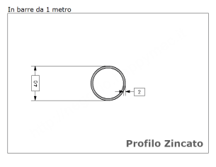 Tubo tondo diam.40x2mm.zincato in barre da 1 metro in ferro