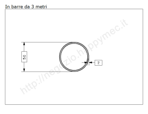 Tubo tondo diam.50x2mm.grezzo in barre da 3 metri in ferro