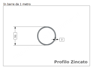 Tubo tondo diam.50x2mm.zincato in barre da 1 metro in ferro