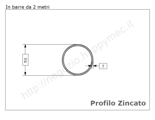 Tubo tondo diam.50x2mm.zincato in barre da 2 metri in ferro