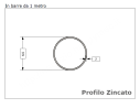 Tubo tondo diam.60x2mm.(2") zincato in barre da 1 metro in ferro