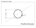 Tubo tondo diam.60x2mm.(2") zincato in barre da 2 metri in ferro