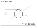 Tubo tondo diam.60x2mm.(2") zincato in barre da 3 metri in ferro