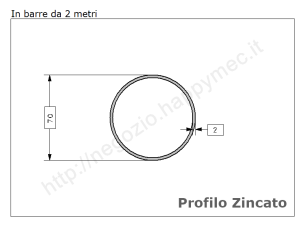 Tubo tondo diam.70x2mm.zincato in barre da 2 metri in ferro