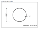 Tubo tondo diam.89x2mm.(3") zincato in barre da 1 metro in ferro