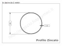 Tubo tondo diam.89x2mm.(3") zincato in barre da 2 metri in ferro