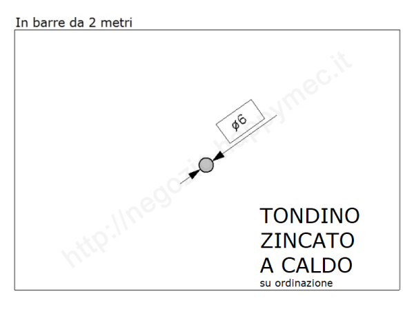 Tondo pieno diam.6mm. zincato in barre da 2 metri in ferro