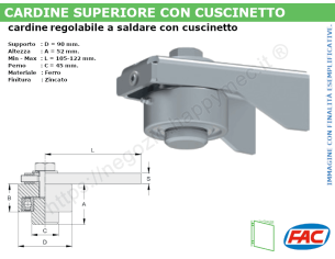Cardine superiore zinc. d.90 con cuscinetto accessori fac